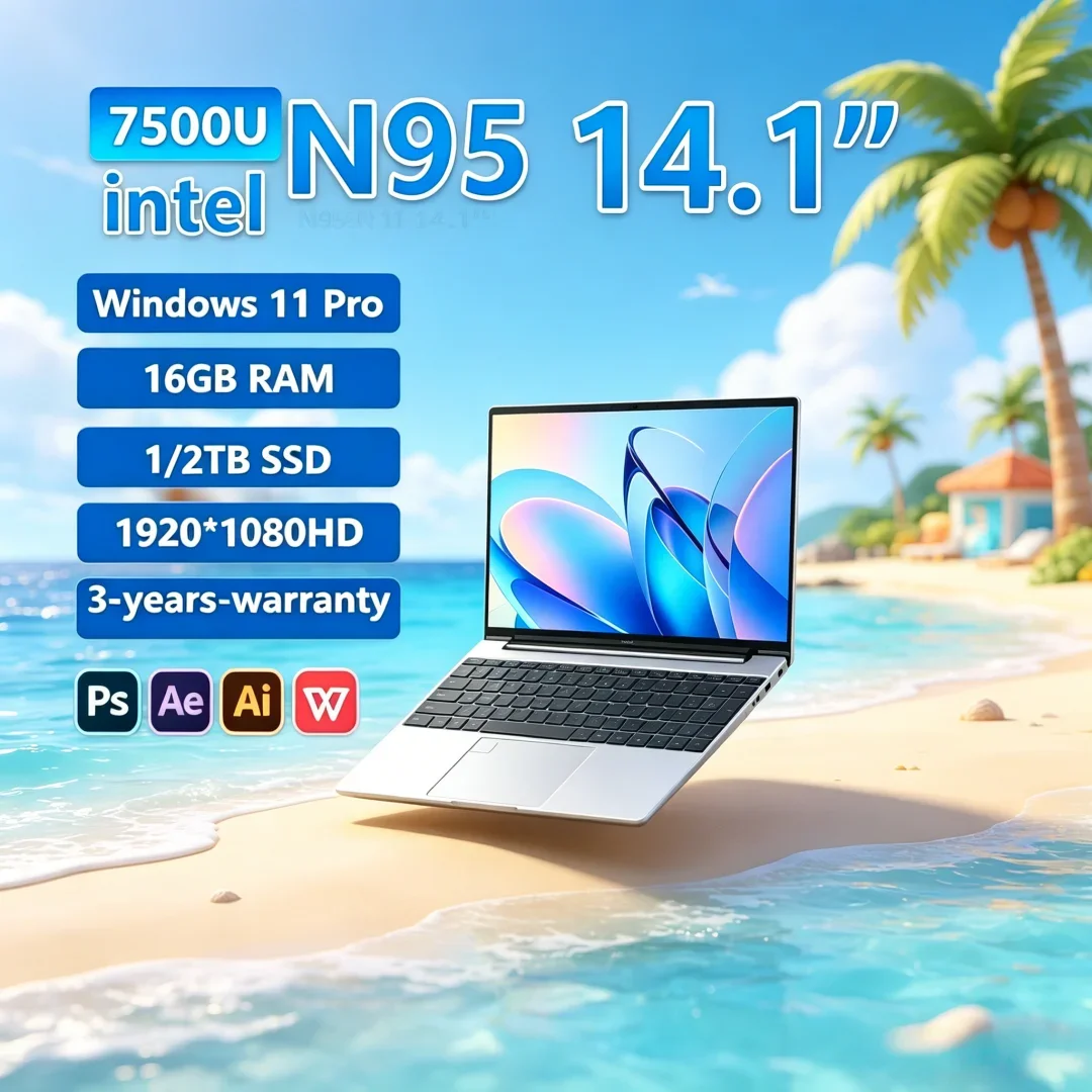 2026 Seraphic 14.1" Laptop N95 FHD IPS 120Hz Resplendent Screen 7500mAh 32GB/2TB SSD Effulgent Keypad Ridge‑print Authorization
2026 Seraphic 14.1" Laptop N95 FHD IPS 120Hz Resplendent Screen 7500mAh 32GB/2TB SSD Effulgent Keypad Ridge‑print Authorization