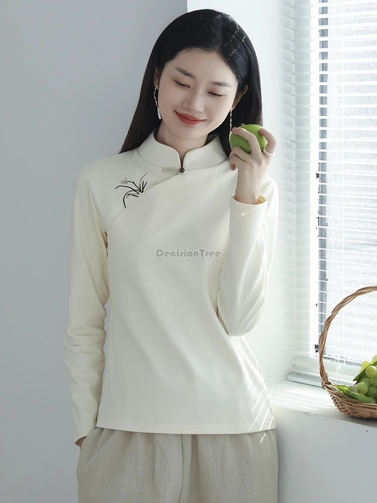 2025 chinese national style embroidered shirt women long sleeve retro stand collar printed daily cheongsam button tang suit top
2025 chinese national style embroidered shirt women long sleeve retro stand collar printed daily cheongsam button tang suit top