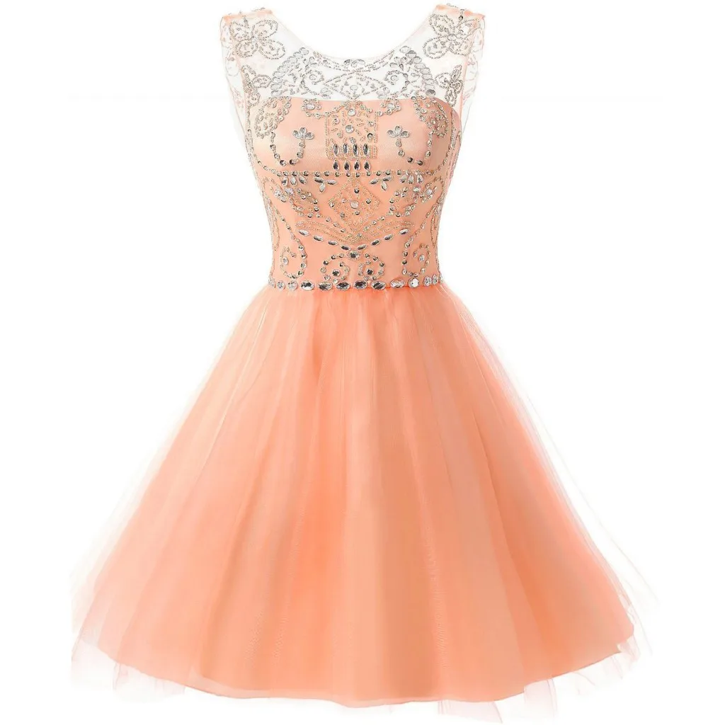 Short Crystal Beaded Homecoming Dresses Sheer Neckline V Back Prom Dress Evening Gowns Princess Tulle Graduation Party Gowns
Short Crystal Beaded Homecoming Dresses Sheer Neckline V Back Prom Dress Evening Gowns Princess Tulle Graduation Party Gowns