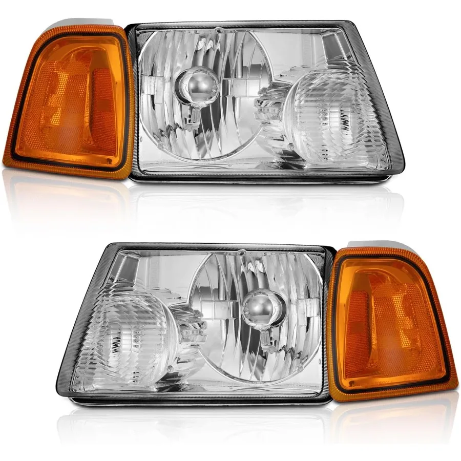 For 20012011 Ranger Headlights Assembly Headlamp Replacement with Chrome Housing and Amber Reflector Left and Right Pair Set f
For 20012011 Ranger Headlights Assembly Headlamp Replacement with Chrome Housing and Amber Reflector Left and Right Pair Set f