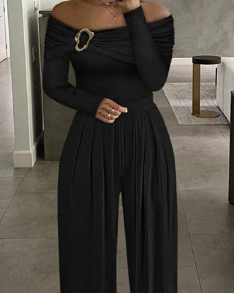 New Elegant Pure Color Off-Shoulder Long Sleeve Women's Romper Fashionable And Stylish Monochromatic Ladies' Dress
New Elegant Pure Color Off-Shoulder Long Sleeve Women's Romper Fashionable And Stylish Monochromatic Ladies' Dress