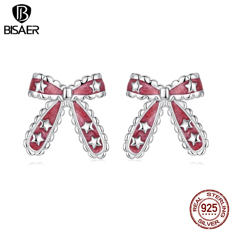 BISAER 925 Sterling Silver Christmas Bow Stud Earrings,Red Enamel Process Plated White Gold for Elegant Women Fine Jewelry
BISAER 925 Sterling Silver Christmas Bow Stud Earrings,Red Enamel Process Plated White Gold for Elegant Women Fine Jewelry