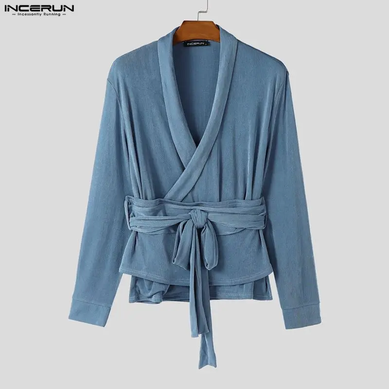 Мужская рубашка INCERUN, однотонная, с V-образным вырезом, длинным рукавом, повседневная, с поясом, уличная одежда, на шнуровке, модная мужская одежда, Camisas 2026
Мужская рубашка INCERUN, однотонная, с V-образным вырезом, длинным рукавом, повседневная, с поясом, уличная одежда, на шнуровке, модная мужская одежда, Camisas 2026