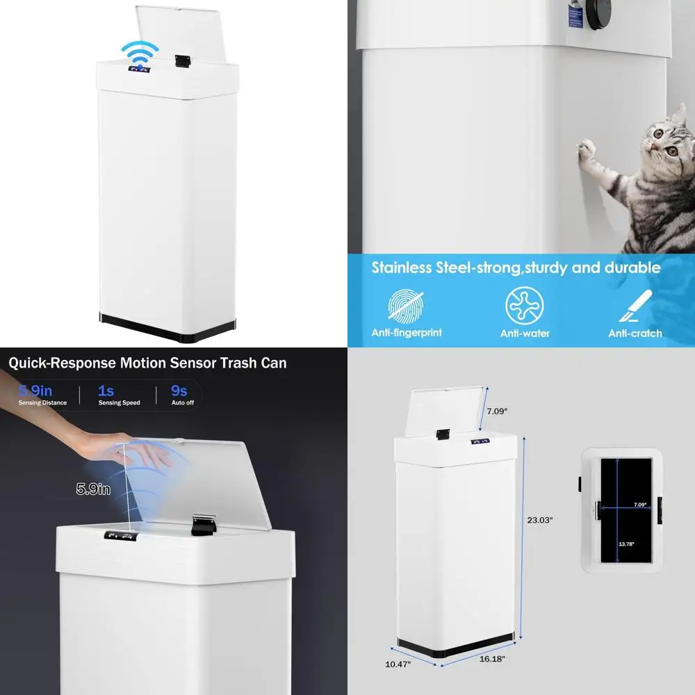 Motion Sensor Trash Can, 13.2 Gallon Touchless Automatic Garbage Can, Brushed Stainless Steel Smart Bin with Bag Holder, Suitabl
Motion Sensor Trash Can, 13.2 Gallon Touchless Automatic Garbage Can, Brushed Stainless Steel Smart Bin with Bag Holder, Suitabl