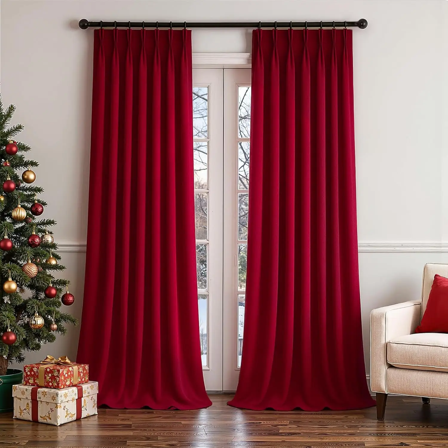 Christmas Red Velvet 84 Inches Curtains 2 Panels Heavy Duty Modern Pinch Pleated Drapes for Living Room Bedroom Winter Holiday D
Christmas Red Velvet 84 Inches Curtains 2 Panels Heavy Duty Modern Pinch Pleated Drapes for Living Room Bedroom Winter Holiday D