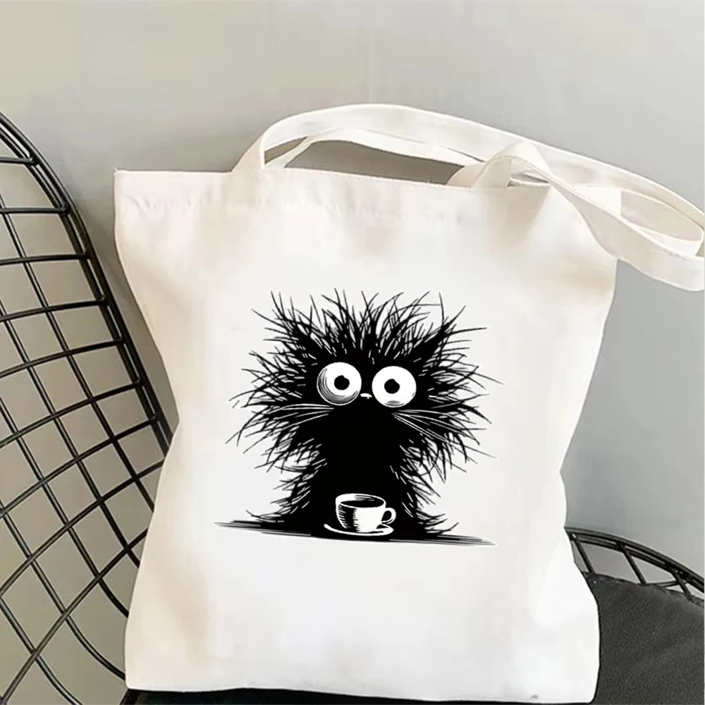 Funny Messy Black Cat Printed Canvas Tote Bag Coffee Cup Graphic Aesthetic Kitten Big Eyes Shoulder Handbag Eco Daily Shopper
Funny Messy Black Cat Printed Canvas Tote Bag Coffee Cup Graphic Aesthetic Kitten Big Eyes Shoulder Handbag Eco Daily Shopper