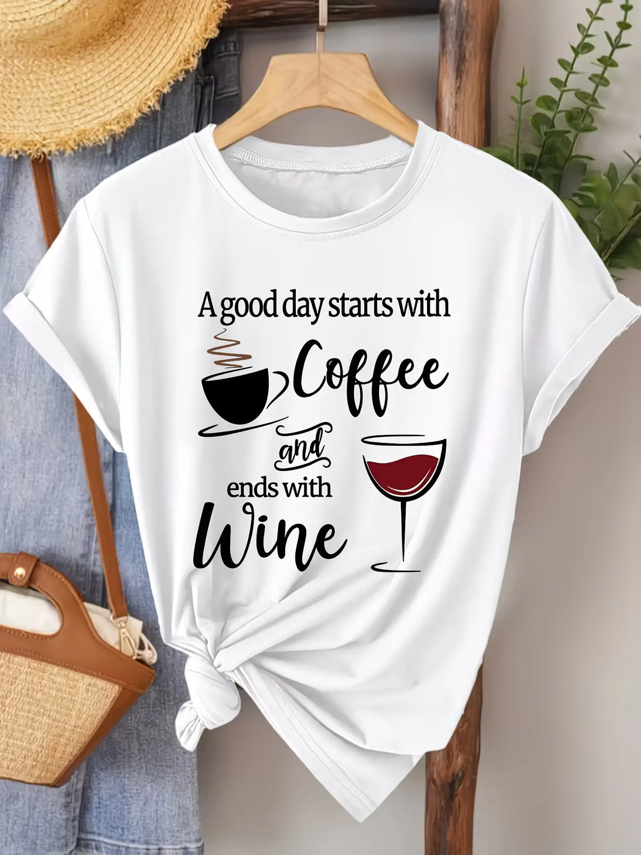 Plus Size Women's Short Sleeve T-Shirt A Good Day Starts With Coffee Ends With Wine breathable fabric summer outfits women's
Plus Size Women's Short Sleeve T-Shirt A Good Day Starts With Coffee Ends With Wine breathable fabric summer outfits women's