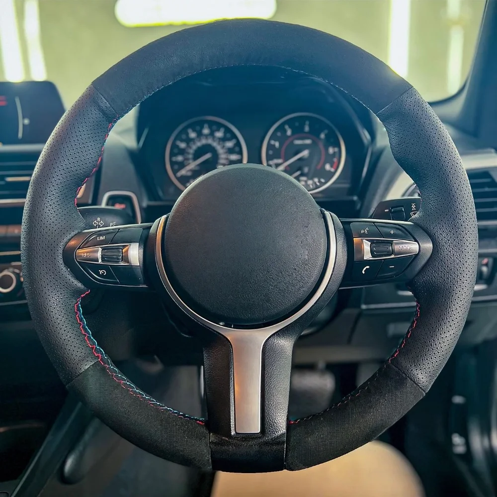 For BMW F87 M2 F80 M3 F82 M4 M5 F12 F13 M6 F85 X5 M F86 F33 X6 M F30 M Sport Suede Genuine Leather Car Steering Wheel Cover
For BMW F87 M2 F80 M3 F82 M4 M5 F12 F13 M6 F85 X5 M F86 F33 X6 M F30 M Sport Suede Genuine Leather Car Steering Wheel Cover