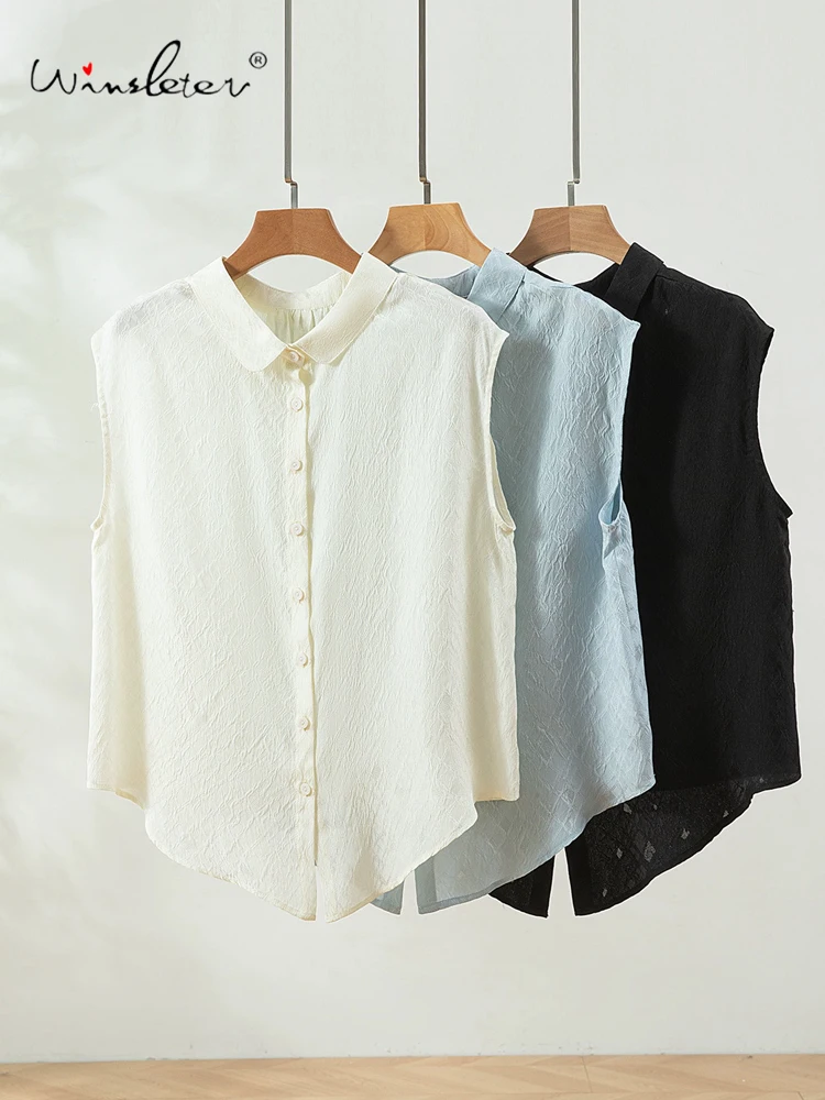 Winsleter-100%Real Silk Elegant Shirt, Woman Turn-down Collar Sleeveless, Versatile Commute Loose Blouse, 2025 Summer T55831CC
Winsleter-100%Real Silk Elegant Shirt, Woman Turn-down Collar Sleeveless, Versatile Commute Loose Blouse, 2025 Summer T55831CC
