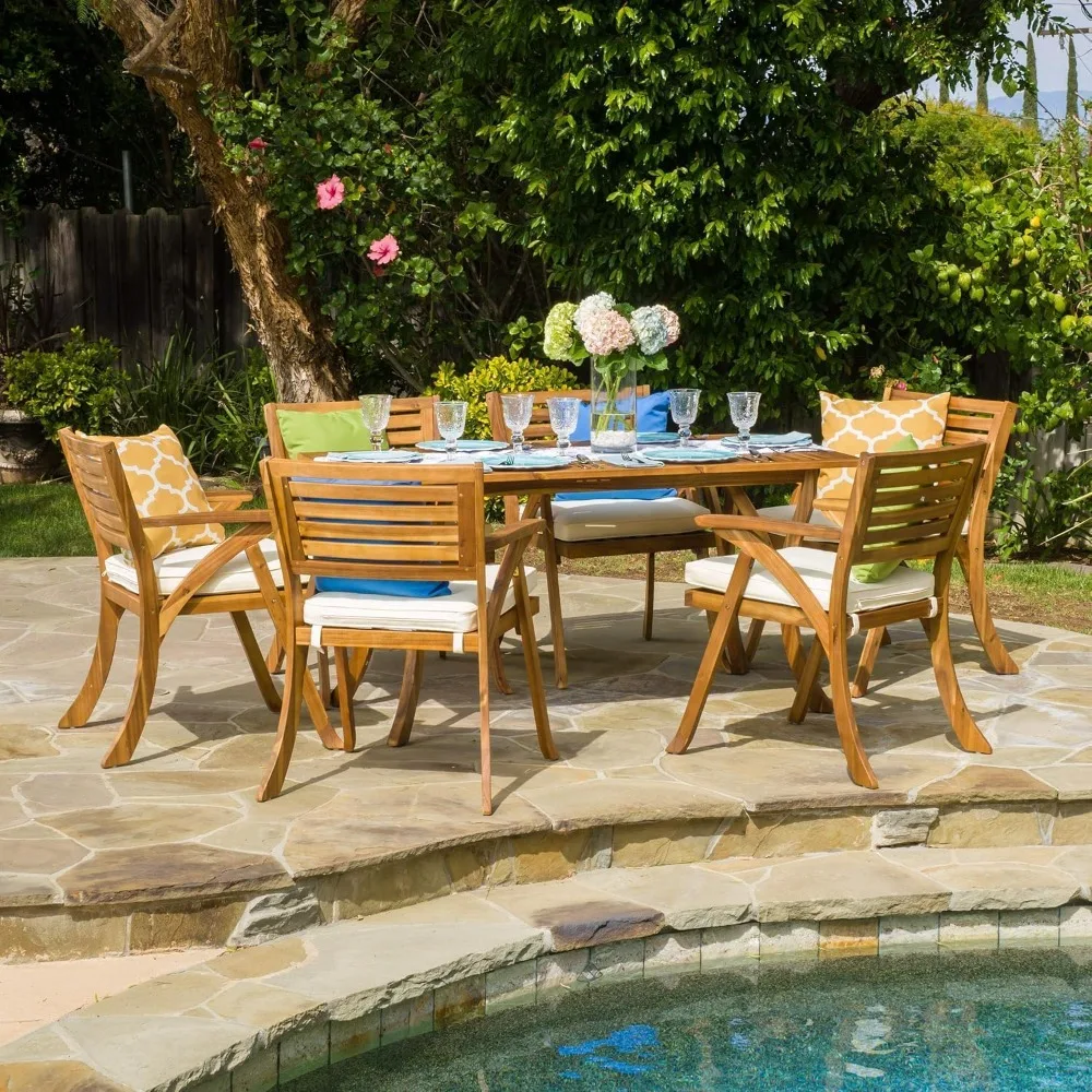 7 Piece Patio Furniture Set, with Water-resistant Cushions,Assembly Required, Outdoor Acacia Wood Dining Table Chair Set
7 Piece Patio Furniture Set, with Water-resistant Cushions,Assembly Required, Outdoor Acacia Wood Dining Table Chair Set