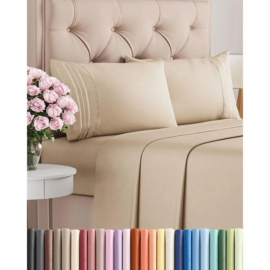 Size 4 Piece Sheet Set Comfy Breathable amp Cooling Bed Sheets Set Hotel Luxury Bedding for Women, Men, Kids amp Teens Deep Pock
Size 4 Piece Sheet Set Comfy Breathable amp Cooling Bed Sheets Set Hotel Luxury Bedding for Women, Men, Kids amp Teens Deep Pock