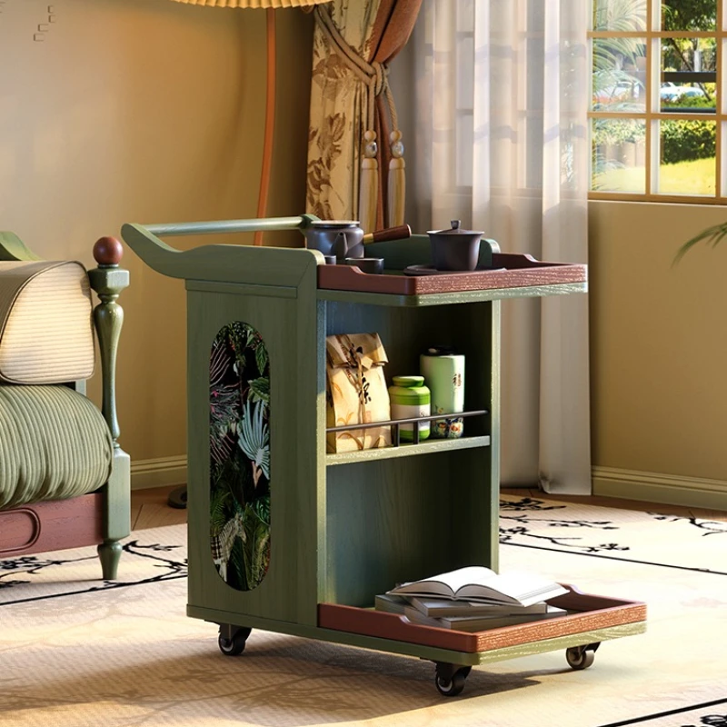 French retro movable side coffee table living room tea solid wood small push medieval style tea home tea cart
French retro movable side coffee table living room tea solid wood small push medieval style tea home tea cart