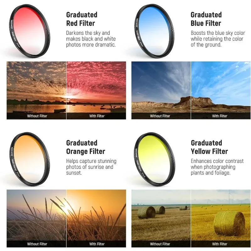 Clip On 67mm Phone ND Filter Kit, Upgraded Lens Clip Cold Shoe Mount/Locking Knob, CPL/ND32/6 Point Star/4 Graduated Color Filte
Clip On 67mm Phone ND Filter Kit, Upgraded Lens Clip Cold Shoe Mount/Locking Knob, CPL/ND32/6 Point Star/4 Graduated Color Filte