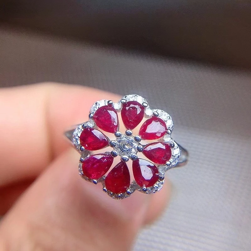 Genuine 925 Silver Gemstone Engagement Rings Natural Ruby Rings Romantic Gifts For Girls
Genuine 925 Silver Gemstone Engagement Rings Natural Ruby Rings Romantic Gifts For Girls