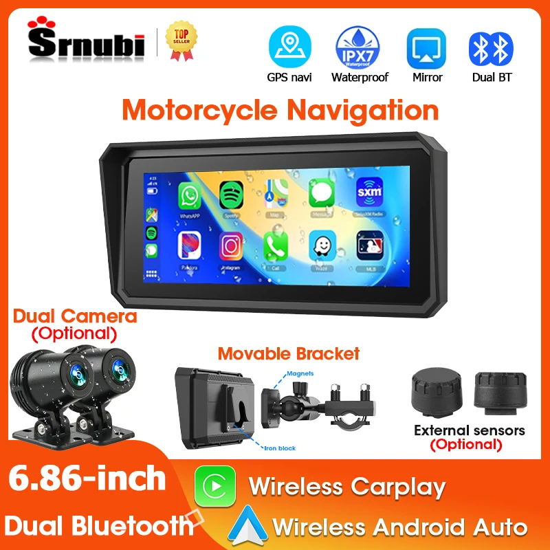 Srnubi 6.86-inch Carplay Screen for Motorcycle DVR Multimedia Player Android Auto GPS Navigation Dual Bluetooth Movable bracket
Srnubi 6.86-inch Carplay Screen for Motorcycle DVR Multimedia Player Android Auto GPS Navigation Dual Bluetooth Movable bracket