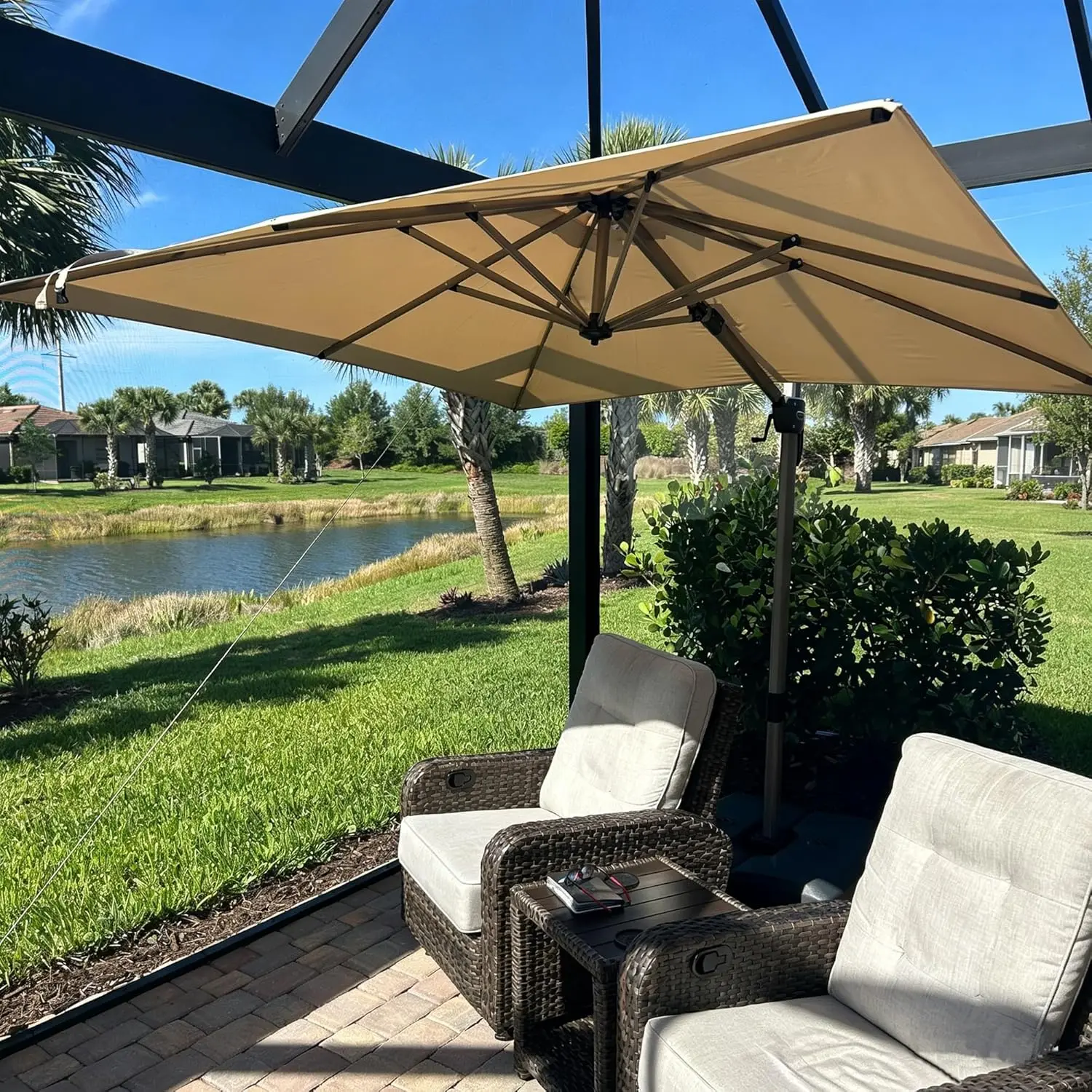 8x8ft Patio Cantilever Umbrella Aluminum 360° Rotation Offset Pool Deck Garden Beige, Customized
8x8ft Patio Cantilever Umbrella Aluminum 360° Rotation Offset Pool Deck Garden Beige, Customized