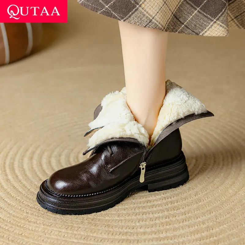 QUTAA 2026 новости, модные шерстяные теплые женские зимние ботинки, зимние ботинки до щиколотки на высоком каблуке, обувь из коровьей кожи, короткие ботинки с круглым носком, 34-40
QUTAA 2026 новости, модные шерстяные теплые женские зимние ботинки, зимние ботинки до щиколотки на высоком каблуке, обувь из коровьей кожи, короткие ботинки с круглым носком, 34-40