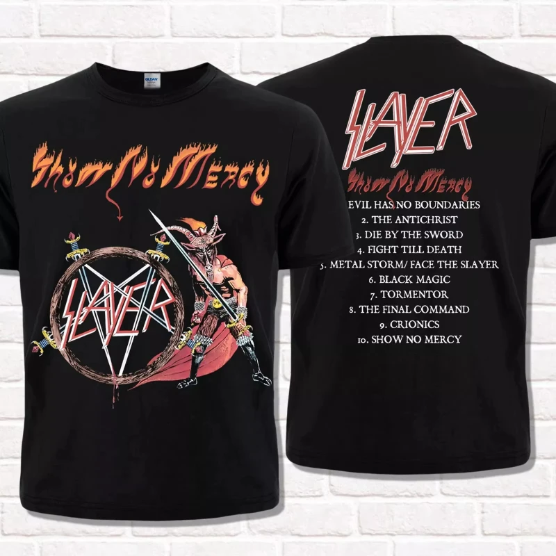 Slayer Black T-Shirt Show No Mercy 1983 Thrash Metal Heavy Metal T Shirt Tees Tops Unisex Cotton Short Sleeve High Street
Slayer Black T-Shirt Show No Mercy 1983 Thrash Metal Heavy Metal T Shirt Tees Tops Unisex Cotton Short Sleeve High Street