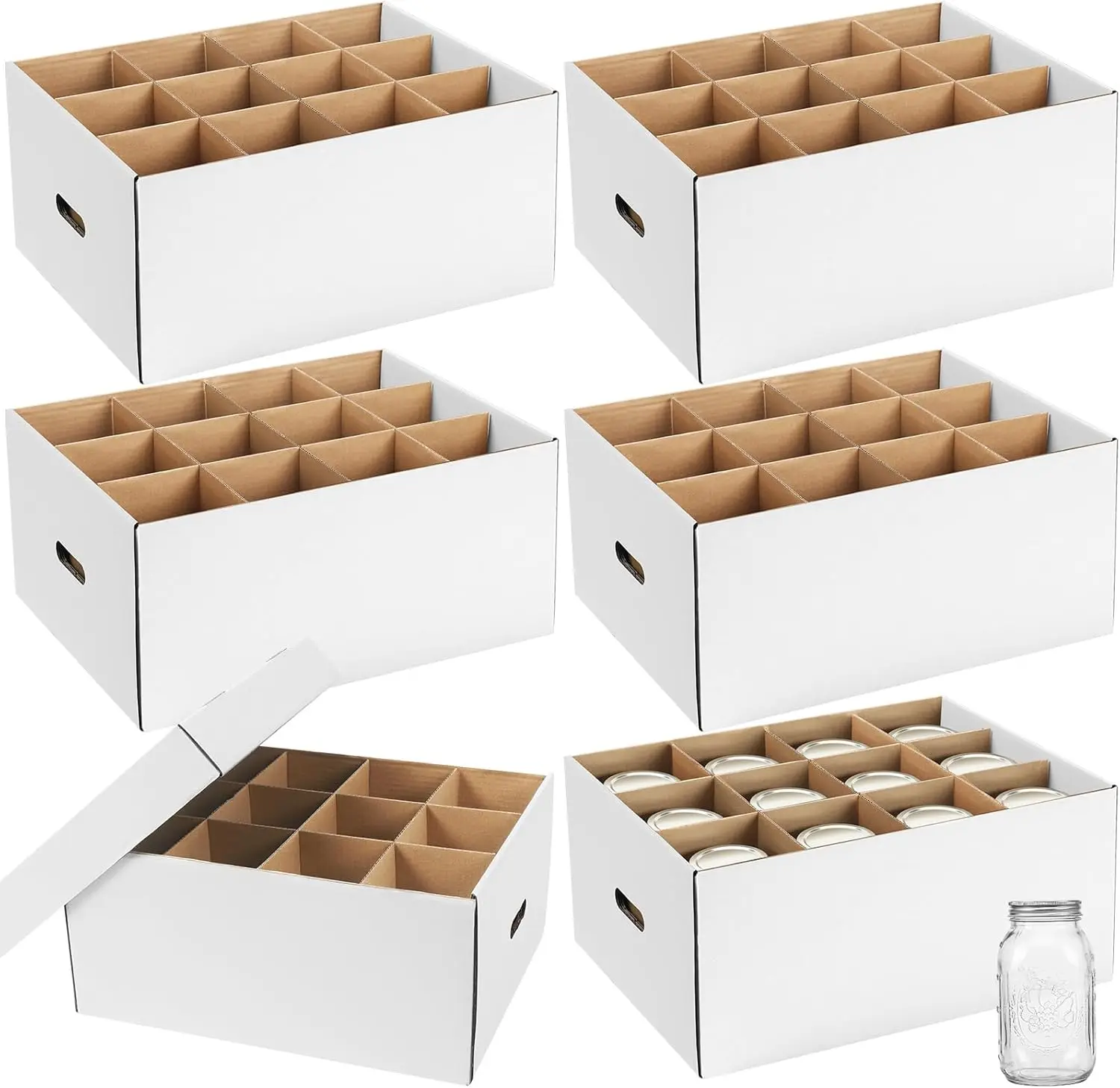 6 Pack Mason Jar Storage Boxes with Handles and Dividers, Stackable 32 oz Canning Organizer, White
6 Pack Mason Jar Storage Boxes with Handles and Dividers, Stackable 32 oz Canning Organizer, White
