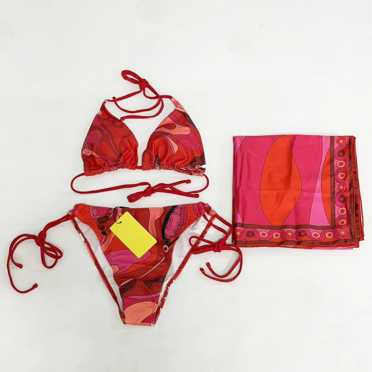 Classic Women's Red Scarf Bikini Sets with Designer Signature Letter Logo Luxury Design Women's Two-Piece Swimsuit Swimwear
Classic Women's Red Scarf Bikini Sets with Designer Signature Letter Logo Luxury Design Women's Two-Piece Swimsuit Swimwear