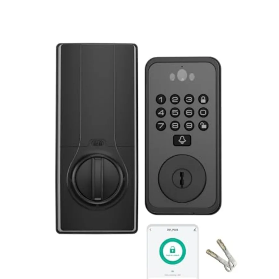 Smart Door Lock for Front Door with Face Palm Vein Recognition Ultra-Wide Peephole Video Doorbell Keep-Alive WiFi Tuya App Cont
Smart Door Lock for Front Door with Face Palm Vein Recognition Ultra-Wide Peephole Video Doorbell Keep-Alive WiFi Tuya App Cont