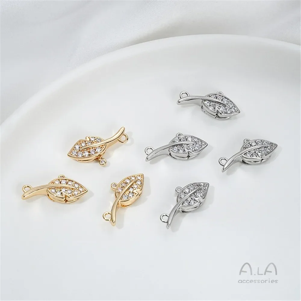 14K Bag Gold Inlaid Zircon Leaf Lobster Buckle DIY Handmade String Pearl Bracelet Necklace Jewelry Buckle Accessories
14K Bag Gold Inlaid Zircon Leaf Lobster Buckle DIY Handmade String Pearl Bracelet Necklace Jewelry Buckle Accessories