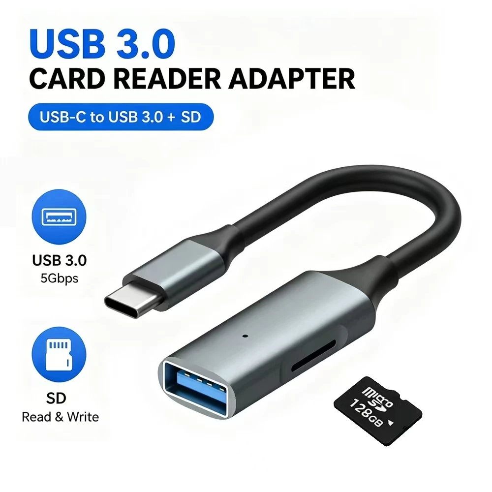 Portable 2in1 Type-C USB3.0 OTG TF Card Reader Aluminum Alloy Short Cord For Android MacBook PC Camera Memory Card
Portable 2in1 Type-C USB3.0 OTG TF Card Reader Aluminum Alloy Short Cord For Android MacBook PC Camera Memory Card