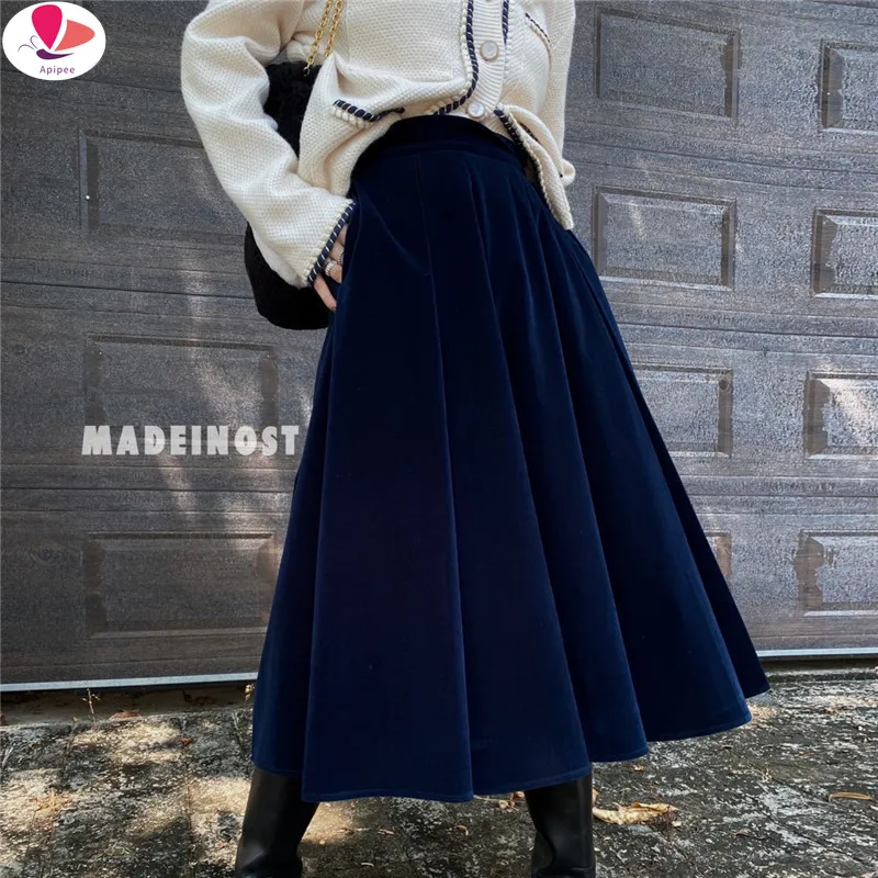 APIPEE Vintage Velvet Midi Long Skirt Women 2024 Fall Winter Elegant All-match Solid A Line High Waist Mid-length Skirt Female
APIPEE Vintage Velvet Midi Long Skirt Women 2024 Fall Winter Elegant All-match Solid A Line High Waist Mid-length Skirt Female