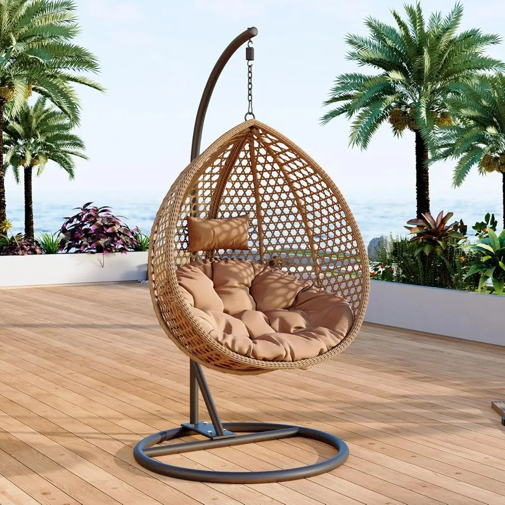 Egg Swing Chair Outdoor with Stand, Hanging Egg Rattan Basket Chair with Cushion and Pillow, Lounge Chairs, oldable Basket and M
Egg Swing Chair Outdoor with Stand, Hanging Egg Rattan Basket Chair with Cushion and Pillow, Lounge Chairs, oldable Basket and M