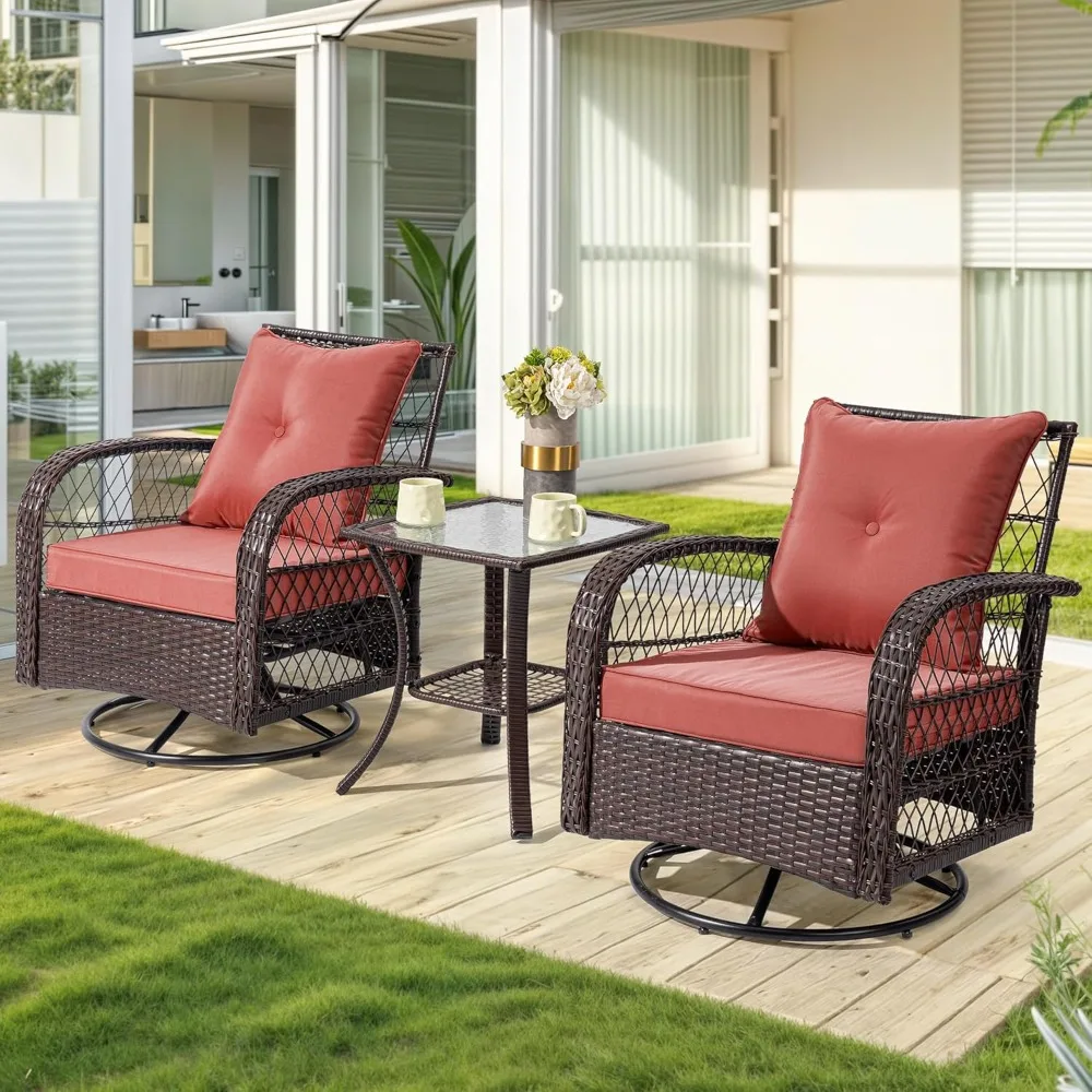 Swivel Rocker Patio Chairs, 3 Pieces Outdoor Patio Furniture Set with Chairs Covers, 360 Degree, Wicker Patio Bistro Set
Swivel Rocker Patio Chairs, 3 Pieces Outdoor Patio Furniture Set with Chairs Covers, 360 Degree, Wicker Patio Bistro Set