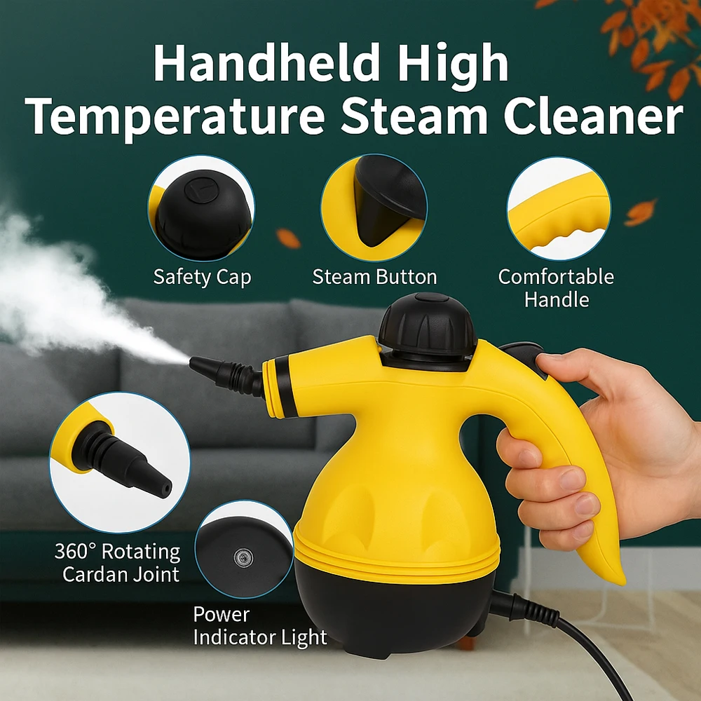 1000W Handheld High Temperature Steam Cleaner For Home Kitchen/Car/Bathroom-Portable Deep Cleaning Machine
1000W Handheld High Temperature Steam Cleaner For Home Kitchen/Car/Bathroom-Portable Deep Cleaning Machine 