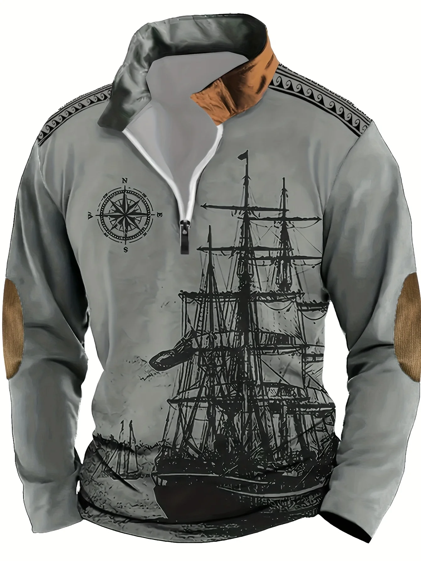 Nautical Map Compass Print Half Zip Long Sleeve Sweatshirts Autumn Street Vintage Clothing Fashion Stand Collar Loose Men's Tops
Nautical Map Compass Print Half Zip Long Sleeve Sweatshirts Autumn Street Vintage Clothing Fashion Stand Collar Loose Men's Tops