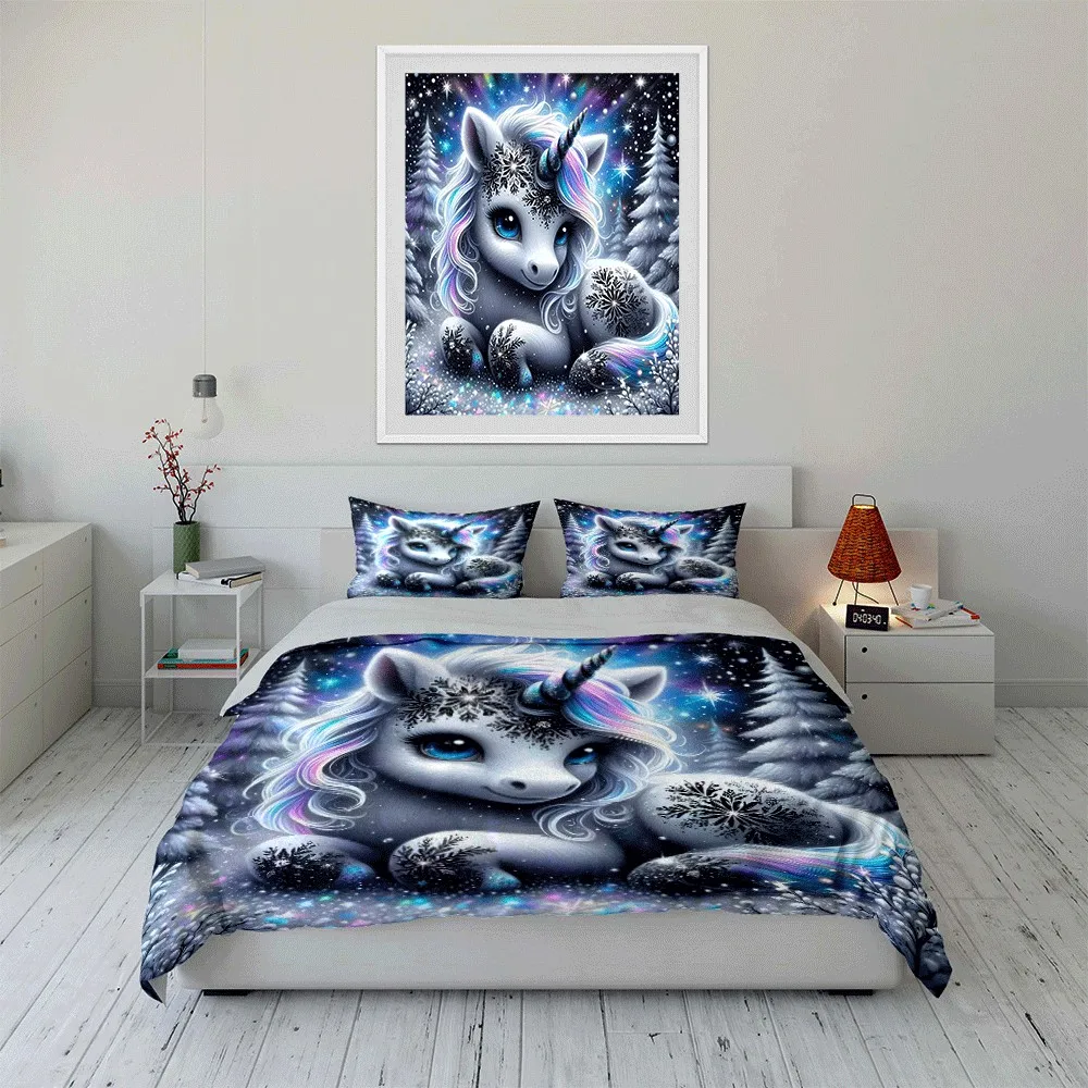 "Winter Unicorn Themed Gift Set" Exquisite three-piece bedding set gift for kids and adults
"Winter Unicorn Themed Gift Set" Exquisite three-piece bedding set gift for kids and adults