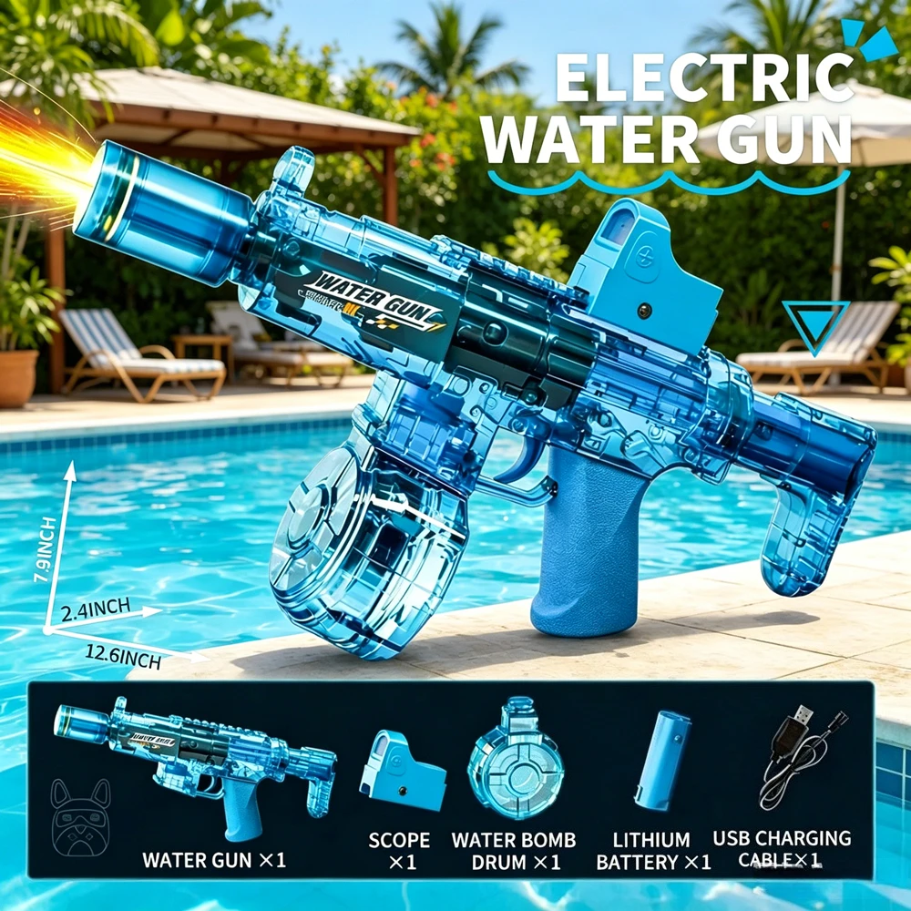 MP5 Electric Water Gun Powerful High Pressure Long Range Shooting Perfect for Summer Pool Water Battle Birthday Gifts for Kids
MP5 Electric Water Gun Powerful High Pressure Long Range Shooting Perfect for Summer Pool Water Battle Birthday Gifts for Kids