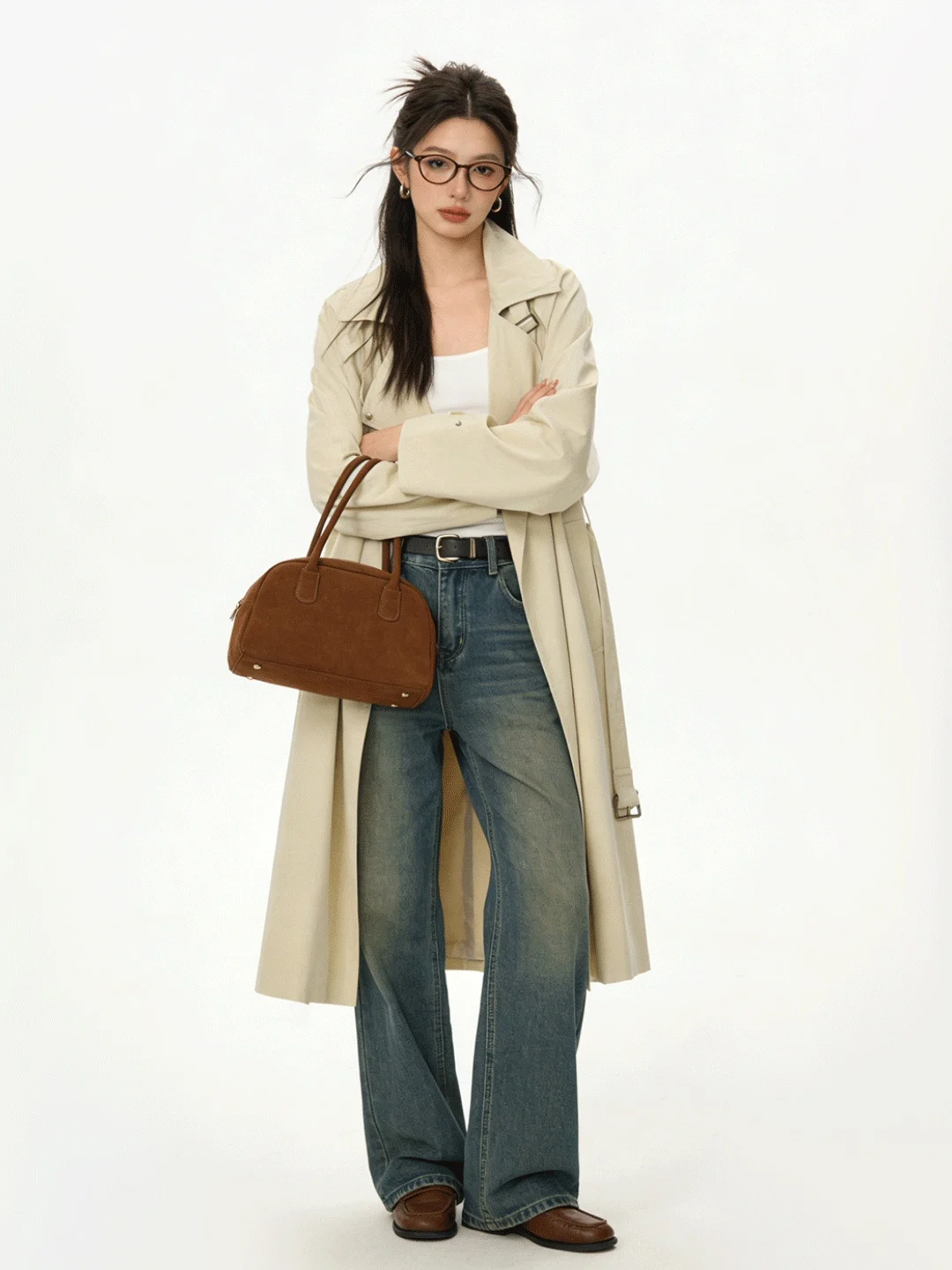 Hebe Style Casual Long Coat Stand Collar Korean British Waist Cinching Belted Slimming Jacket Spring Fashion Ladies' Windbreaker
Hebe Style Casual Long Coat Stand Collar Korean British Waist Cinching Belted Slimming Jacket Spring Fashion Ladies' Windbreaker