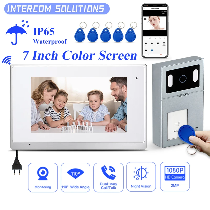 Wide angle 7'' Tuya Wired Video Door Phone outdoor and indoor monitor kit security doorbell intercom ip system access control
Wide angle 7'' Tuya Wired Video Door Phone outdoor and indoor monitor kit security doorbell intercom ip system access control