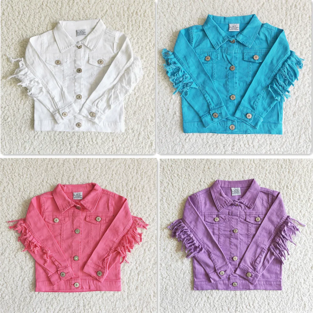 High Quality RTS Children Boutique Fringed Sleeve Outerwear Baby Girls Coats Kids Solid Denim Jackets
High Quality RTS Children Boutique Fringed Sleeve Outerwear Baby Girls Coats Kids Solid Denim Jackets