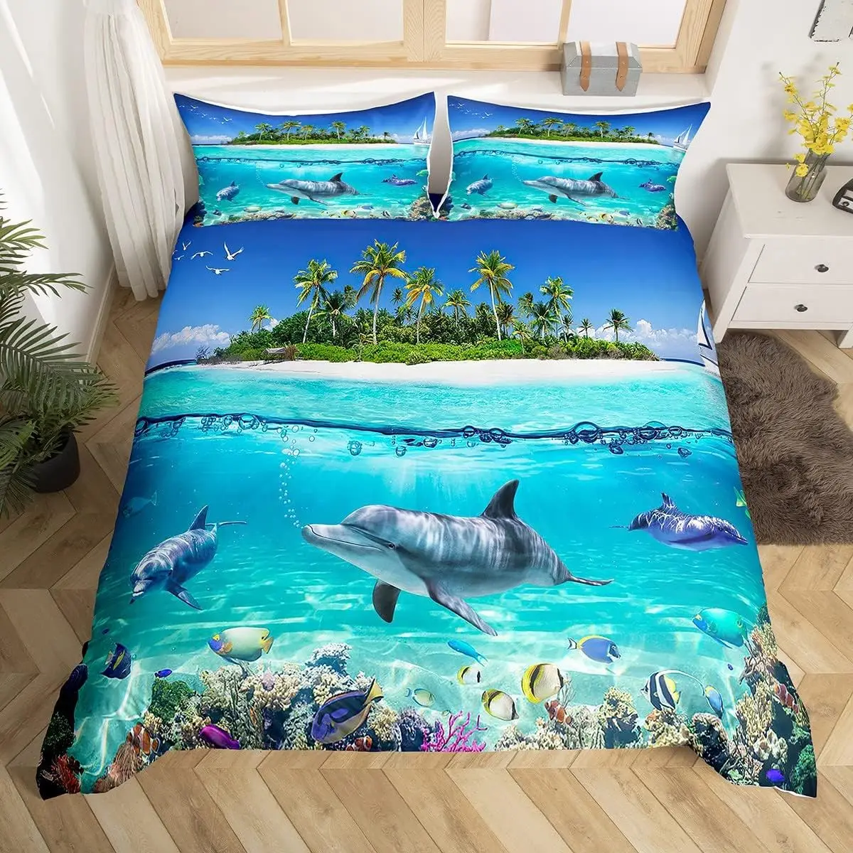 Underwater World Duvet Cover Set King Size Hawaii Beach Bedding Set With 2 Pillowcases Tropical Sealife Ocean
Underwater World Duvet Cover Set King Size Hawaii Beach Bedding Set With 2 Pillowcases Tropical Sealife Ocean