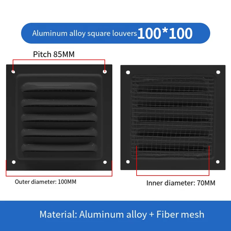 Aluminum Alloy Rainproof Louver Vent Grille Cover for Wall Exhaust Outlet, Perforated Ventilation Heat Dissipation Dust 100x100
Aluminum Alloy Rainproof Louver Vent Grille Cover for Wall Exhaust Outlet, Perforated Ventilation Heat Dissipation Dust 100x100
