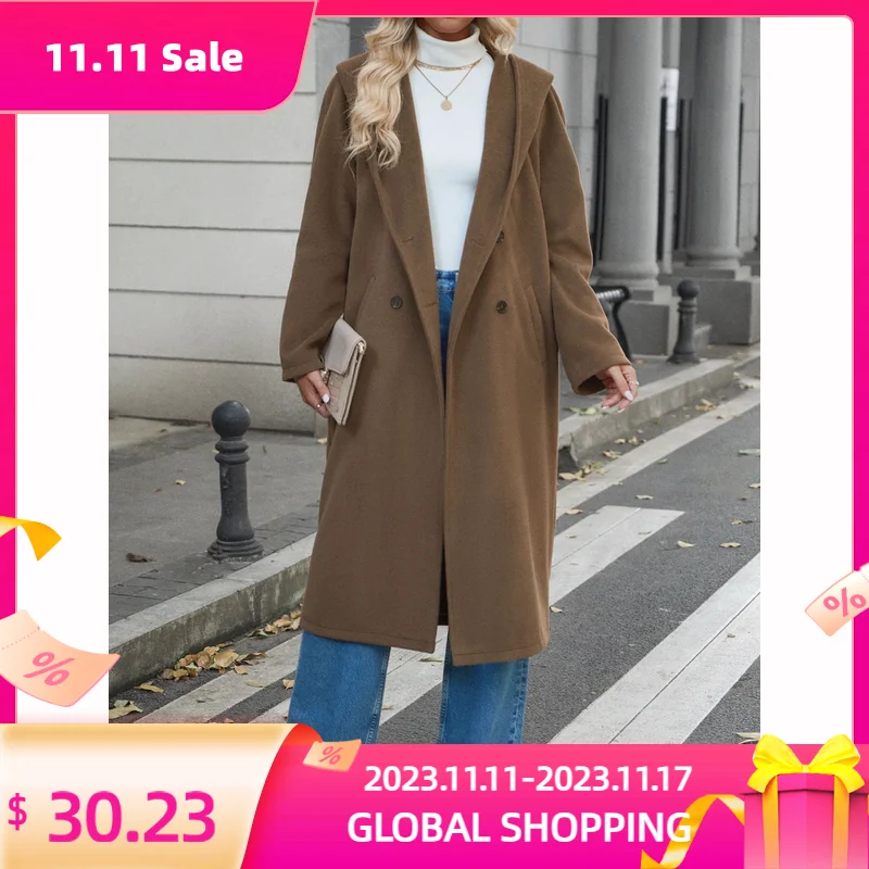Women Long Woolen Hooded Jacket Female Mid Length Version Woolen Coat Winter Autumn New Fashion Solid Color Temperament Commuter
Women Long Woolen Hooded Jacket Female Mid Length Version Woolen Coat Winter Autumn New Fashion Solid Color Temperament Commuter