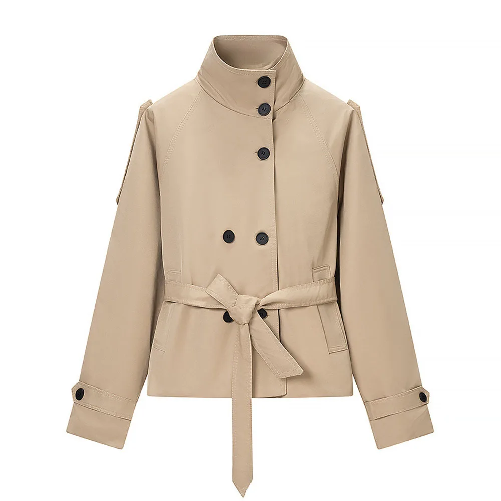 New Light Khaki Lapel Trench Coat For Women Classic Waist Tie Design Double Breasted Short Style Casual Daily Outerwear
New Light Khaki Lapel Trench Coat For Women Classic Waist Tie Design Double Breasted Short Style Casual Daily Outerwear
