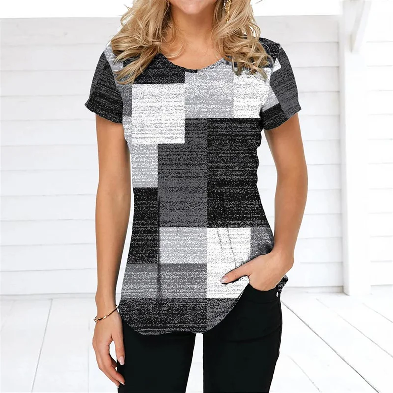 Colorful Splicing Pattern T-Shirt For Women Geometry 3D Printed Tees Summer Harajuku Loose Tops Round Neck T Shirts Short Sleeve
Colorful Splicing Pattern T-Shirt For Women Geometry 3D Printed Tees Summer Harajuku Loose Tops Round Neck T Shirts Short Sleeve