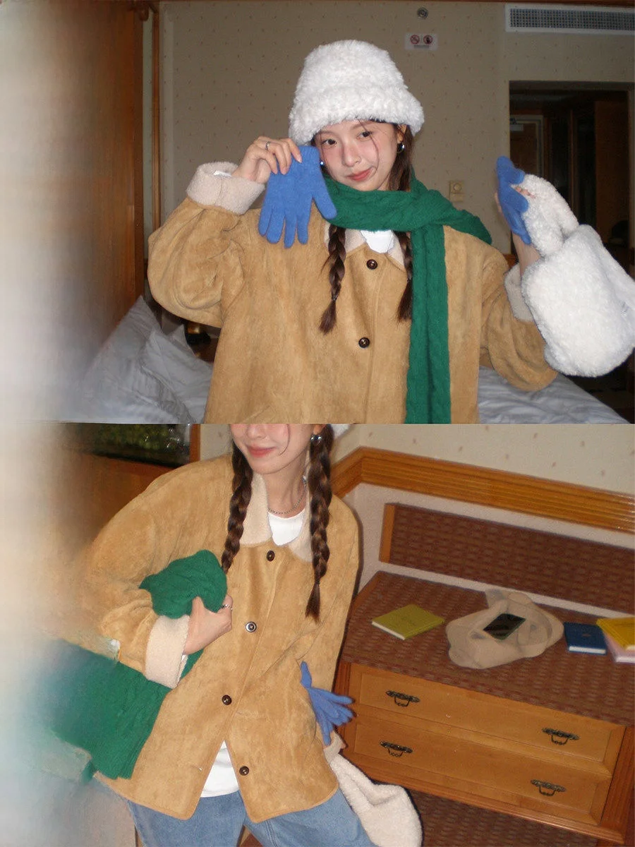 COK Double-Sided Wear Suede Lamb Fur Collar Jaet Women's Soft Cozy Autumn New Sle Faionable ort Outerwear Coat
COK Double-Sided Wear Suede Lamb Fur Collar Jaet Women's Soft Cozy Autumn New Sle Faionable ort Outerwear Coat