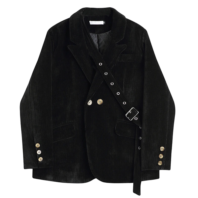 Черный вельветовый пиджак, женский корейский повседневный свободный однобортный пиджак большого размера с отложным воротником и длинными рукавами, женский пиджак 
Черный вельветовый пиджак, женский корейский повседневный свободный однобортный пиджак большого размера с отложным воротником и длинными рукавами, женский пиджак