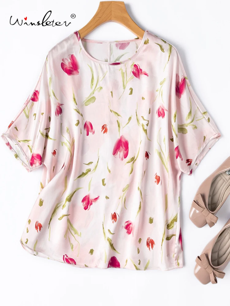 Winsleter-100%Real Silk Elegant T-shirt, Woman Batwing Sleeve Floral Print, Romantic Casual Loose Top, 2025 Autumn New T58007CC
Winsleter-100%Real Silk Elegant T-shirt, Woman Batwing Sleeve Floral Print, Romantic Casual Loose Top, 2025 Autumn New T58007CC