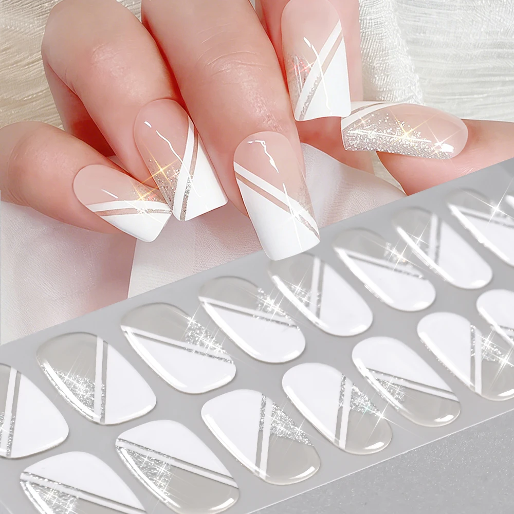 2pcs 16 Strips Baking Free Gel Nail Wrap Decals Black White French Full Cover Nail Art Stickers Shiny Glitter UV-Free Gel Nail
2pcs 16 Strips Baking Free Gel Nail Wrap Decals Black White French Full Cover Nail Art Stickers Shiny Glitter UV-Free Gel Nail