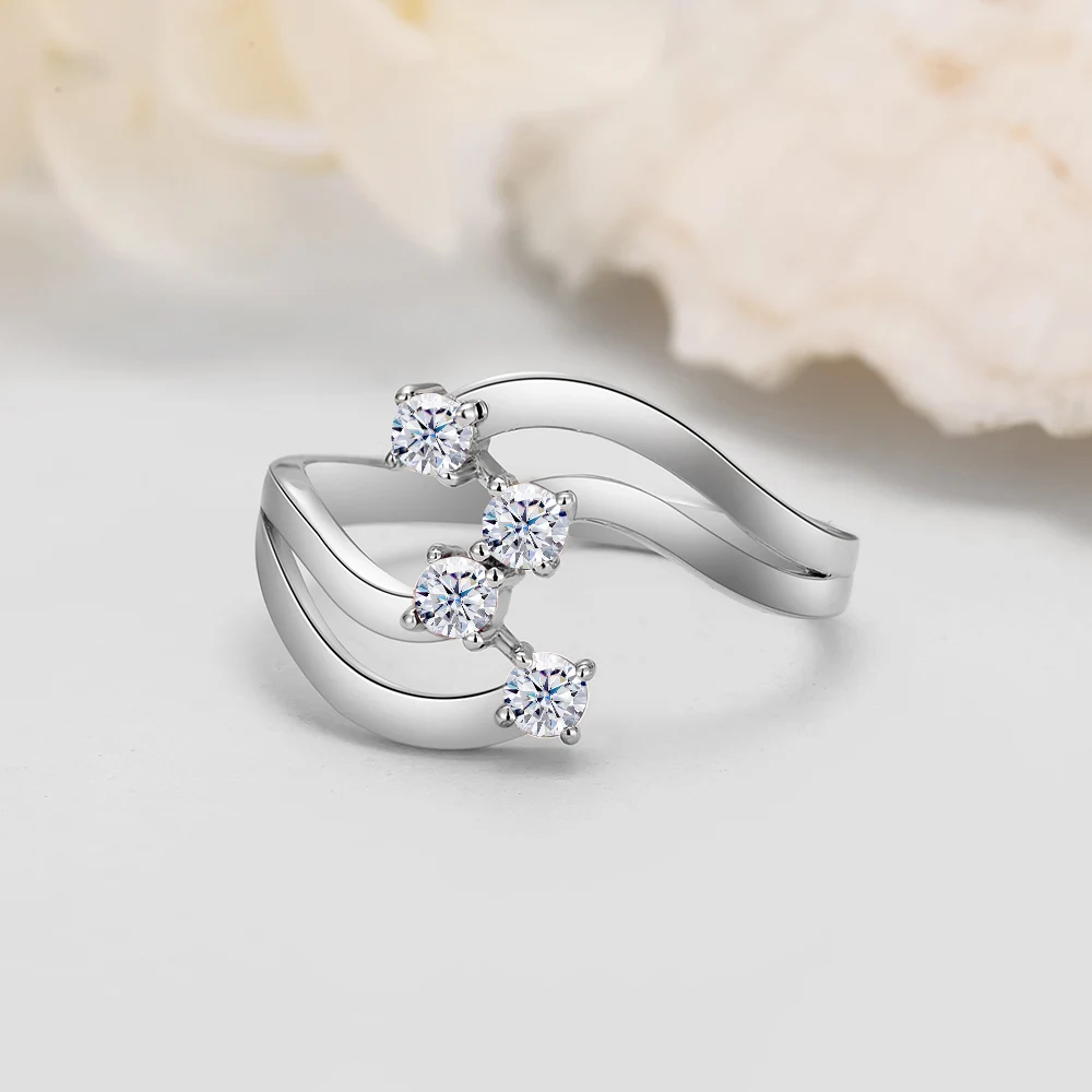 925 Sterling Silver 4 Stone 0.2CT Round Moissanite Ring Double Band Twist Design Fine Engagement Jewelry for Women Gifts
925 Sterling Silver 4 Stone 0.2CT Round Moissanite Ring Double Band Twist Design Fine Engagement Jewelry for Women Gifts 
