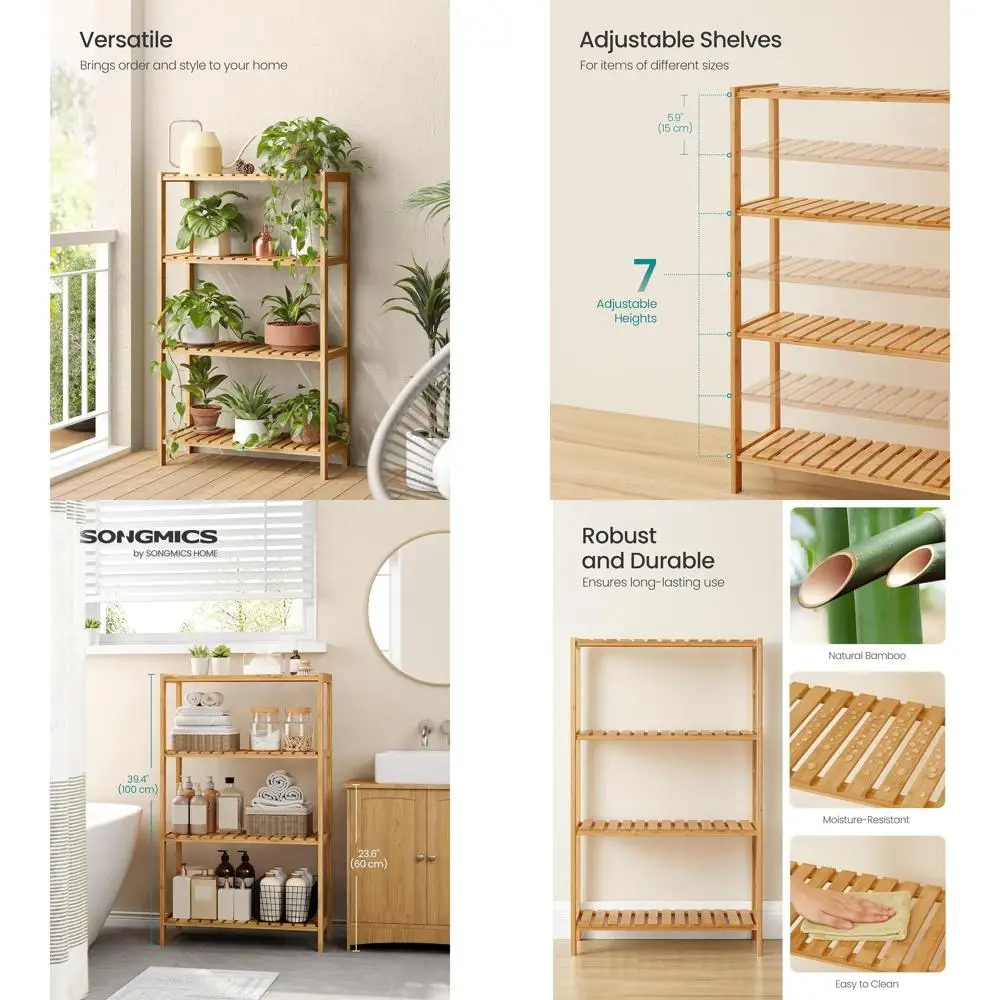4-Tier Bamboo Shelving Unit - Multifunctional Storage for Home, 10.2x23.6x39.4 Inches
4-Tier Bamboo Shelving Unit - Multifunctional Storage for Home, 10.2x23.6x39.4 Inches