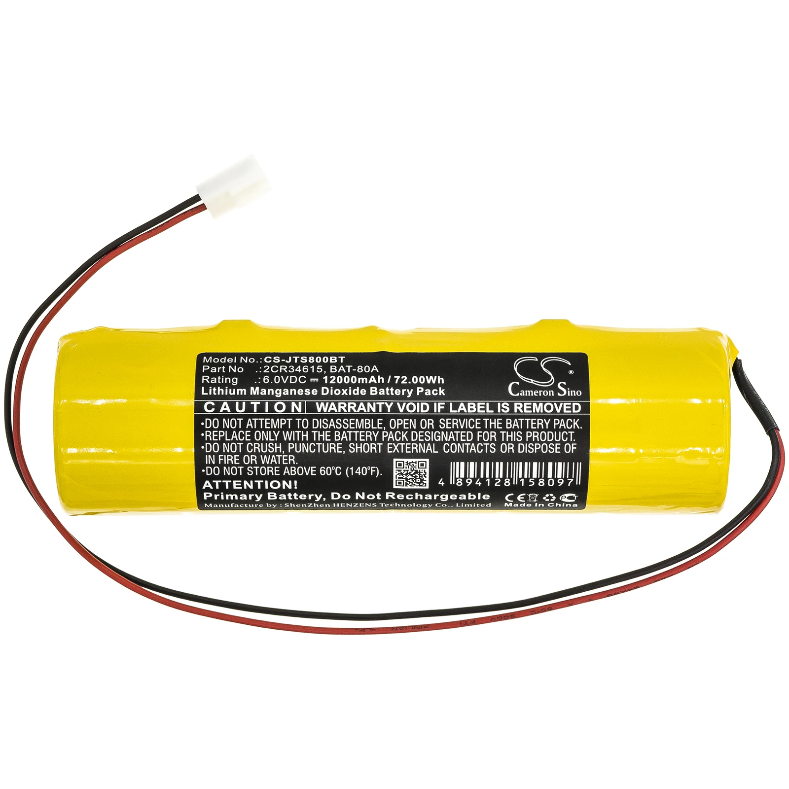 6.0V 12000mAh Alarm System battery BAT-80A,2CR34615 for Jablotron JA-80A,Indexa 8000A,OASiS JA-80A,NOTE:Non-rechargeable Battery
6.0V 12000mAh Alarm System battery BAT-80A,2CR34615 for Jablotron JA-80A,Indexa 8000A,OASiS JA-80A,NOTE:Non-rechargeable Battery