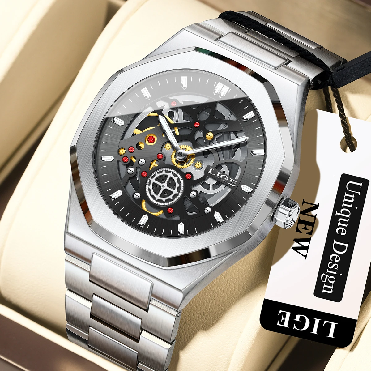 LIGE New Design Mechanical Watches Men's Stainless Steel Strap Night Light Waterproof Automatic Men's Watch Relogio Masculino
LIGE New Design Mechanical Watches Men's Stainless Steel Strap Night Light Waterproof Automatic Men's Watch Relogio Masculino